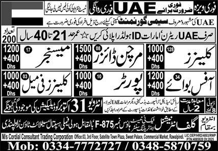 Urgent Job Opportunities in UAE for Pakistani Workers 2025