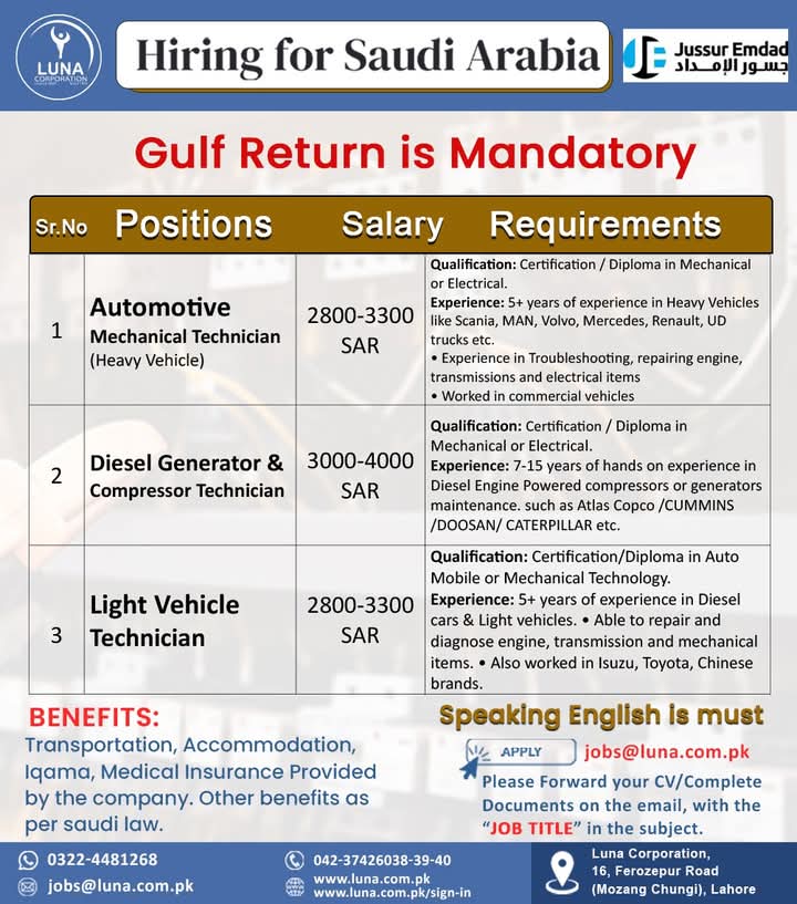 Jussur Emdad Company Jobs in saudi arabia 2025